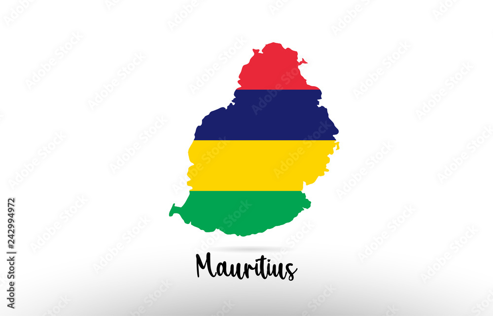 Mauritius country flag inside map contour design icon logo Stock Vector ...