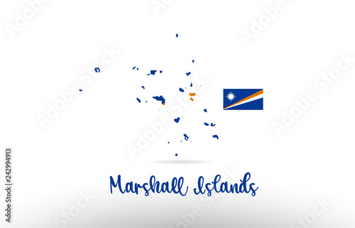 Marshall Islands country flag inside map contour design icon logo