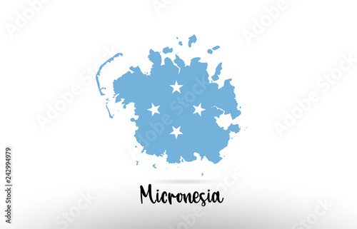 Micronesia country flag inside map contour design icon logo