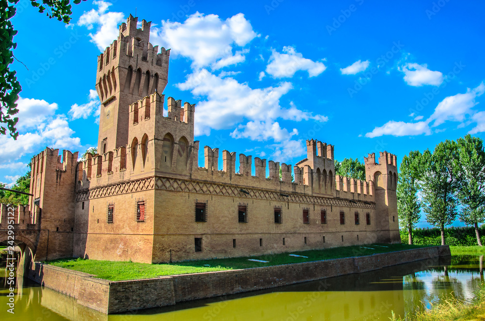 water moat castle background of Minerbio in Bologna - Emilia Rom water moat castle background of Minerbio in Bologna - Emilia Rom