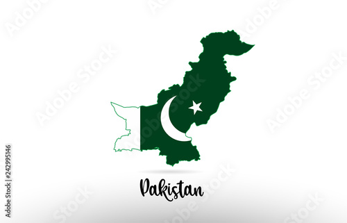 Pakistan country flag inside map contour design icon logo