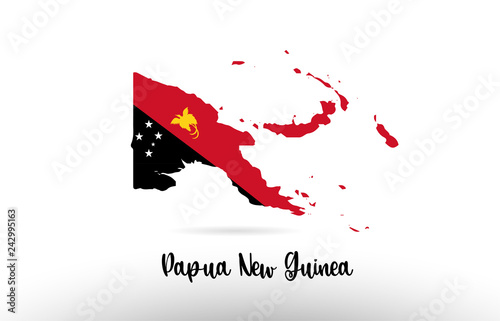Papua New Guinea country flag inside map contour design icon logo