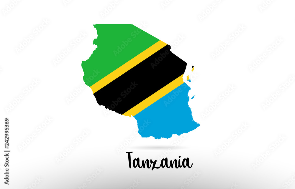 Tanzania country flag inside map contour design icon logo Stock Vector ...