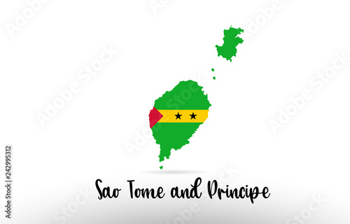 Sao Tome and Principe country flag inside map contour design icon logo