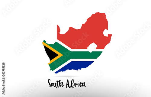South Africa country flag inside map contour design icon logo