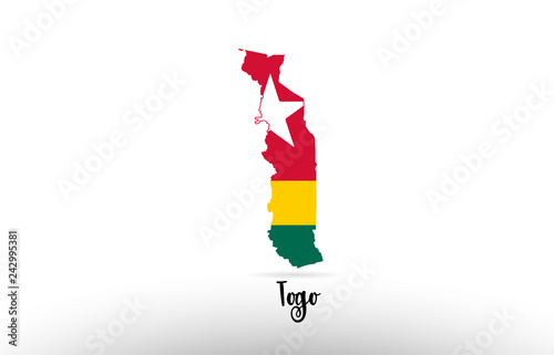 Togo country flag inside map contour design icon logo