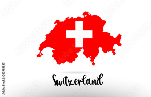 Switzerland country flag inside map contour design icon logo