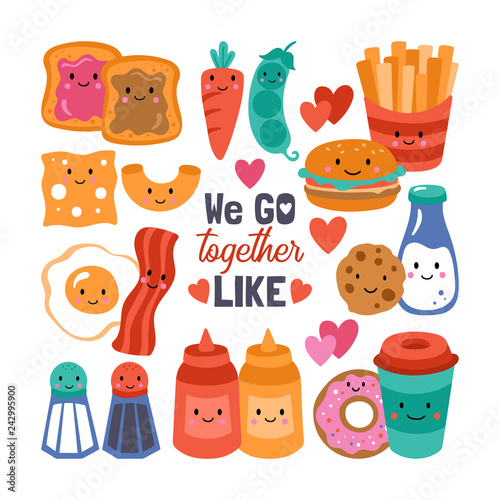 Valentine's day cute funny food set