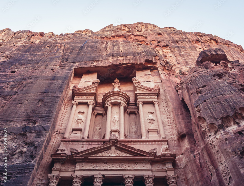 So called Treasury building in ancient city of Petra in Jordan