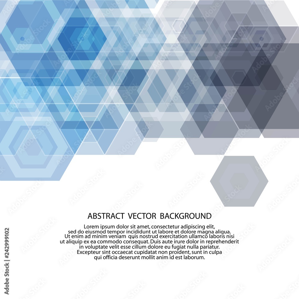 Fototapeta premium Vector abstract geometric background.Brochure design template.Forms a blue hexagon. eps 10
