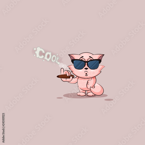 kitty sticker emoticon smoking cigar