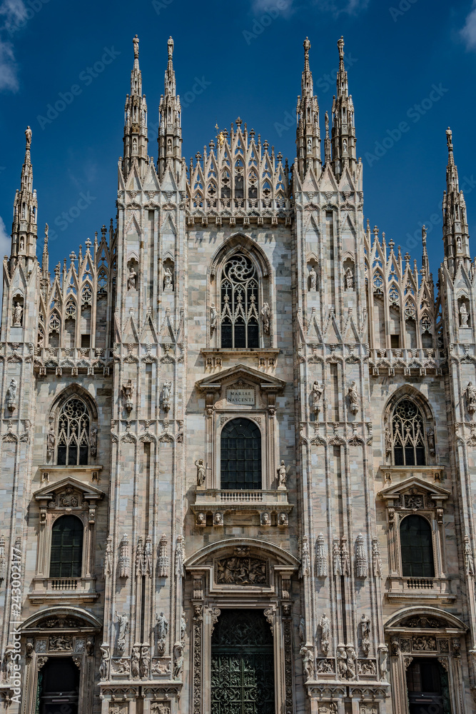 View of magnificent Cathedral of Milano, Milan, Italy, summer time