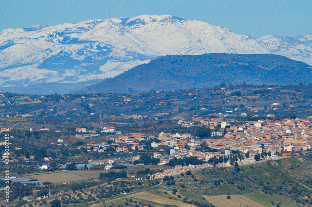 View from Mazzarino of Barrafranca with the Madonie Mountains in the Background, Sicily, Italy, Europe