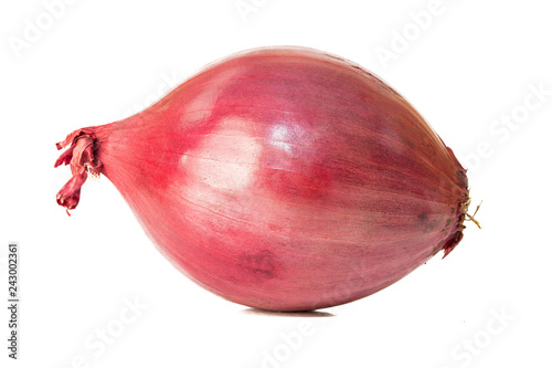 Slices of shallot onions for cooking on white background 