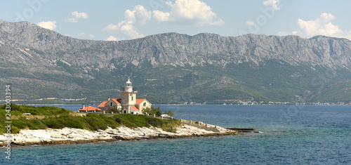 Sucuraj Lighthouse on island Hvar, Croatia photo