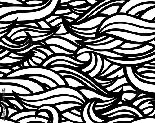 watercolor wave seamless pattern black and white