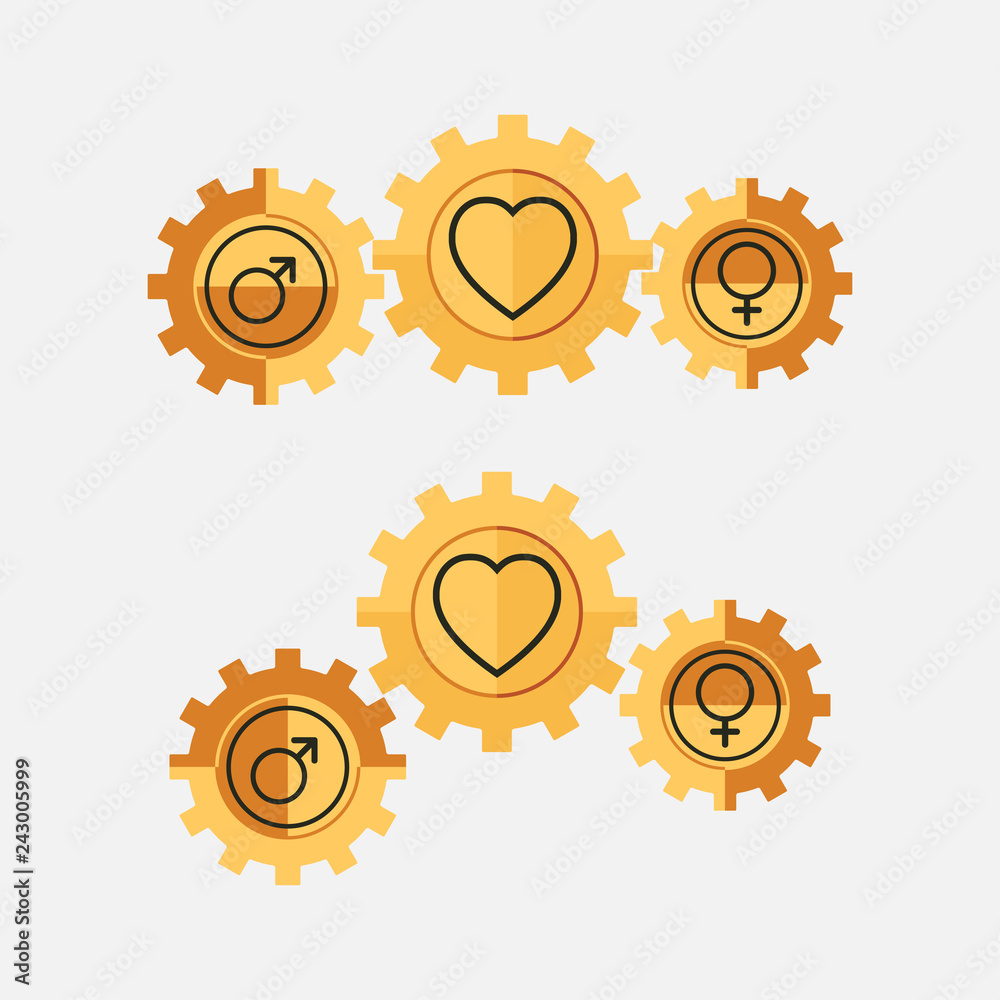 the sign of the relationship between a man and a woman, cogwheel
