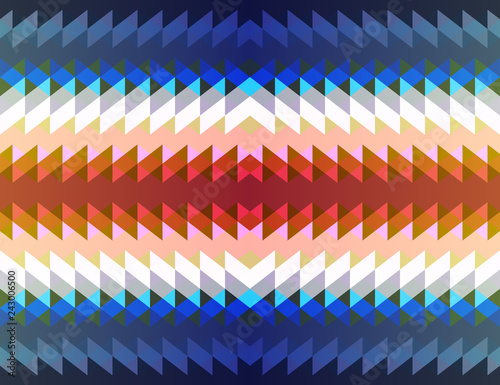Blue and red mosaic background. Vector illustration of native pattern