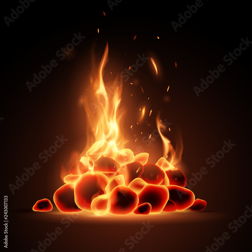 Embers with flame