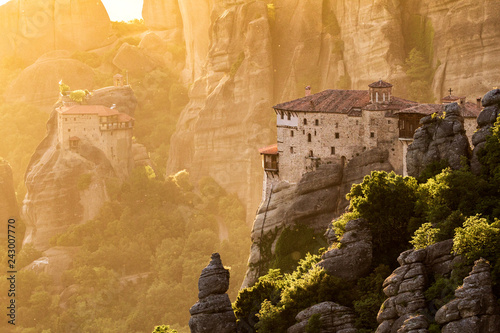 Meteora rock landcape sunset Greece photo