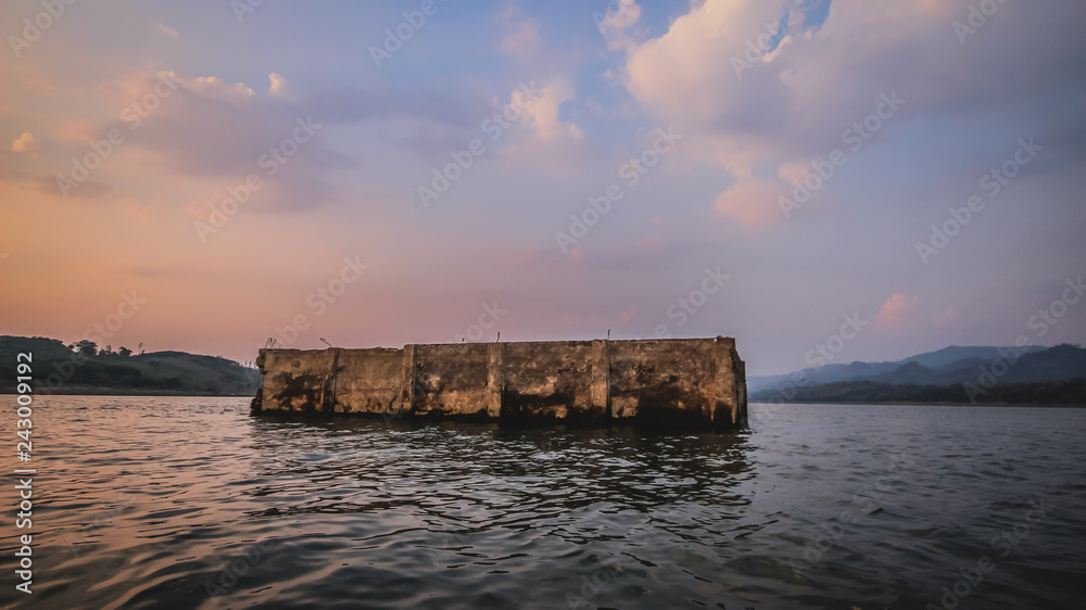 old temple in river