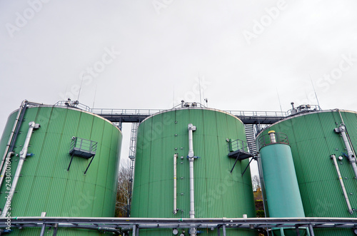 Storage and production of biogas; Silos, digesters and drying towers.  photo