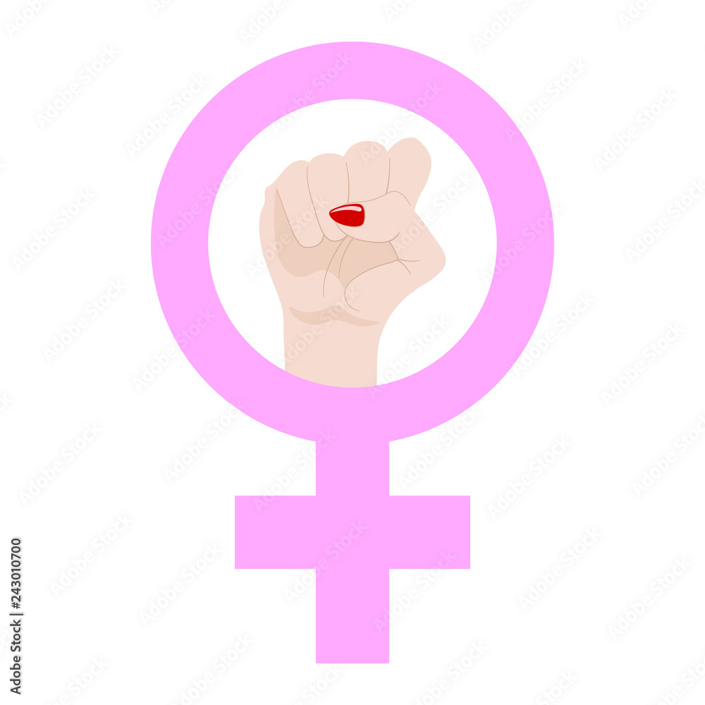 Woman's Resist Symbol isolated on white background. Female Symbol. Girl Power. Feminism concept. Vector illustration.