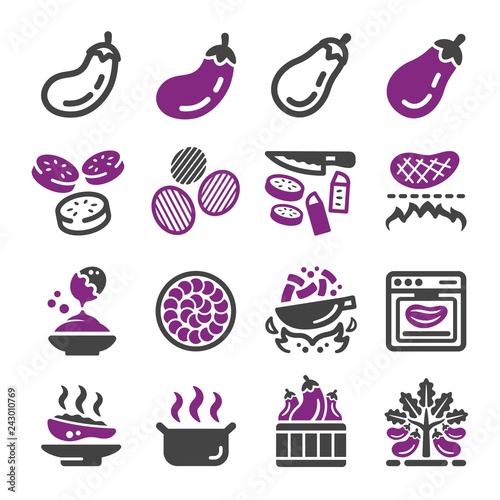 eggplant icon set,vector and illustration