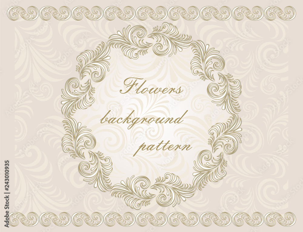 Abstract vintage pattern with decorative flowers, leaves and Paisley pattern in Oriental style.