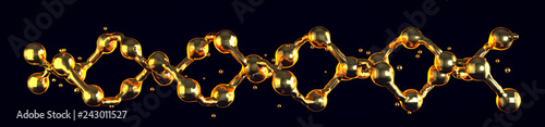 DNA Model Structure. Science background on black. 3d render