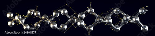 DNA Model Structure. Science background on black. 3d render