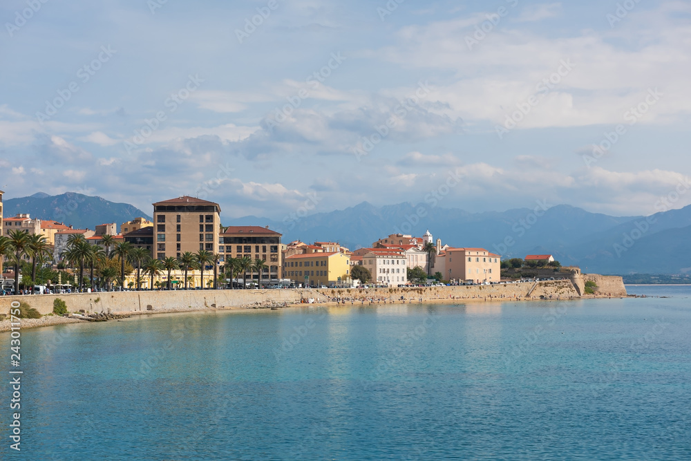 Nice view of the city of Ajaccio, Corsica, France