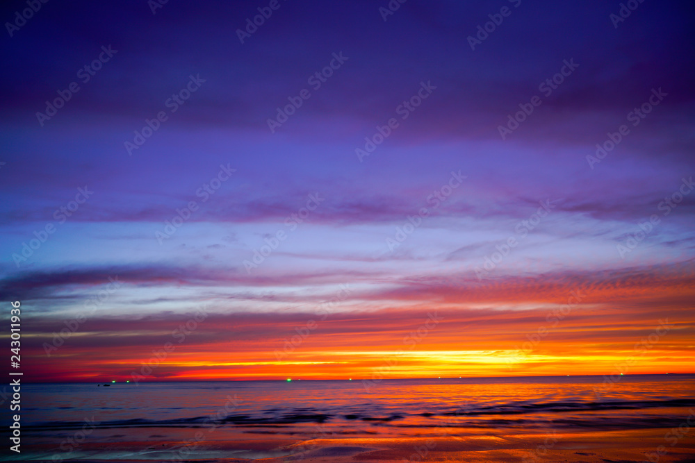 Sunset Sky Background on the beach in summer