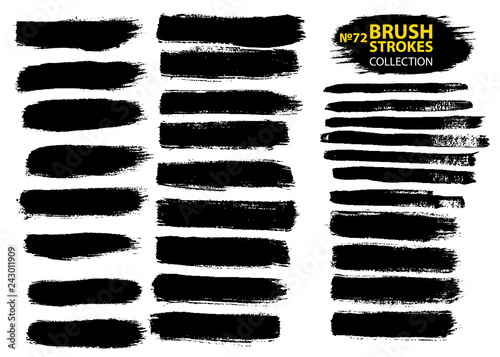 Dirty artistic design elements isolated on white background. Black ink vector brush strokes