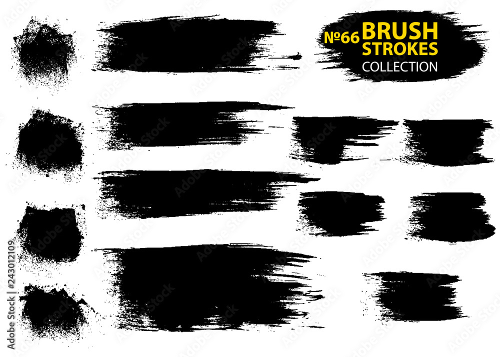 Dirty artistic design elements isolated on white background. Black ink vector brush strokes