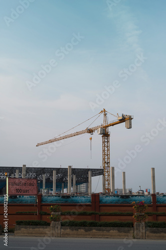 cranes on construction site 