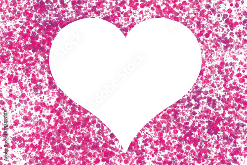 White Heart on a Pink Splatter Textured Background