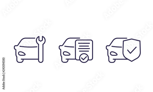 car service vector line icons on white