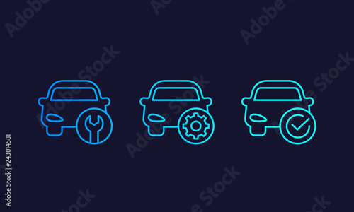 car service, repair vector line icons