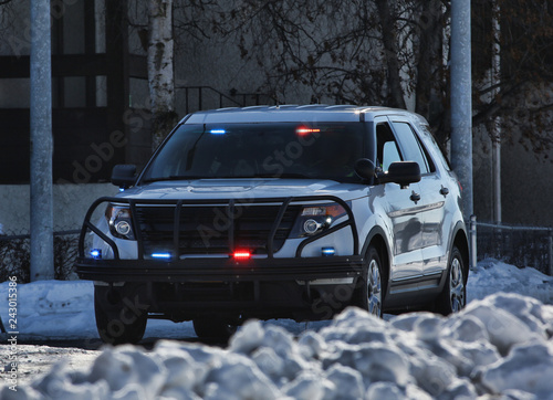 Police car in snow 