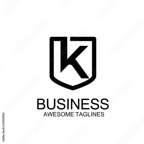 Abstract initial letter K shield logo design template