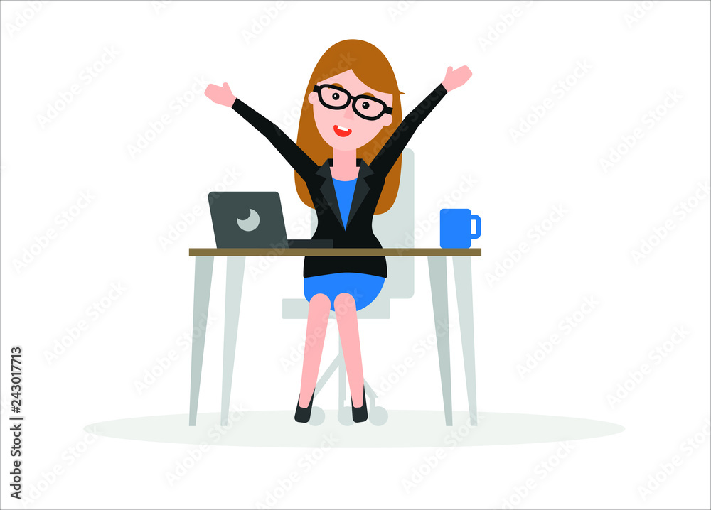 Fototapeta premium business woman with laptop at work