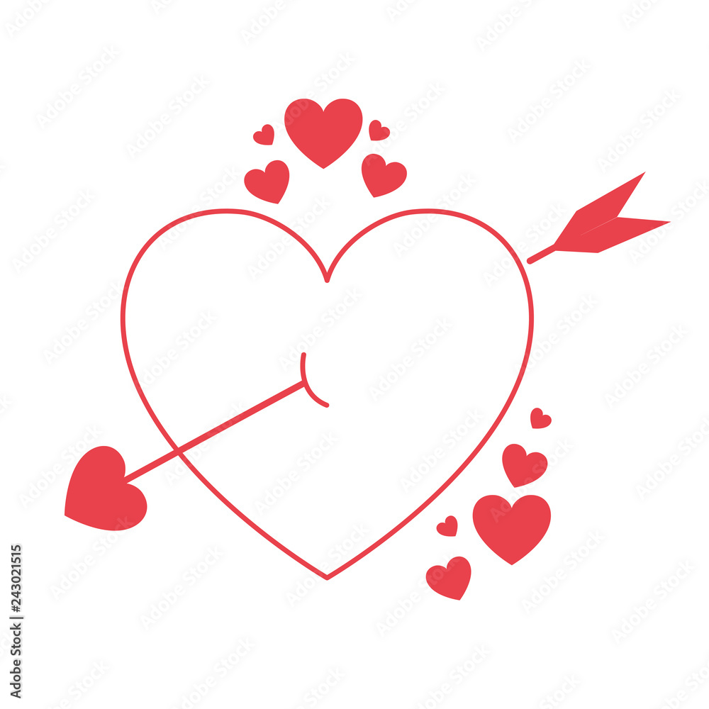 love card with hearts isolated icon