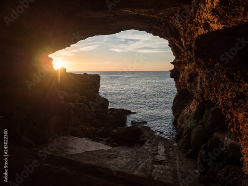 sunset in Ibiza cave