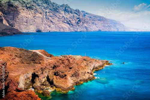 Large landscape with colorful water and land in Tenerife.