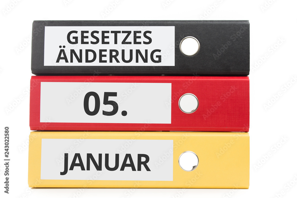 Gesetzesänderung 05. JANUAR Beschriftung auf Ordner Gesetzesänderung 05. JANUAR Beschriftung auf Ordner