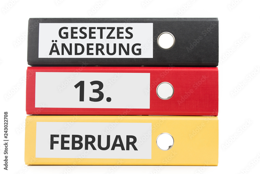 Gesetzesänderung 13. FEBRUAR Beschriftung auf Ordner Gesetzesänderung 13. FEBRUAR Beschriftung auf Ordner