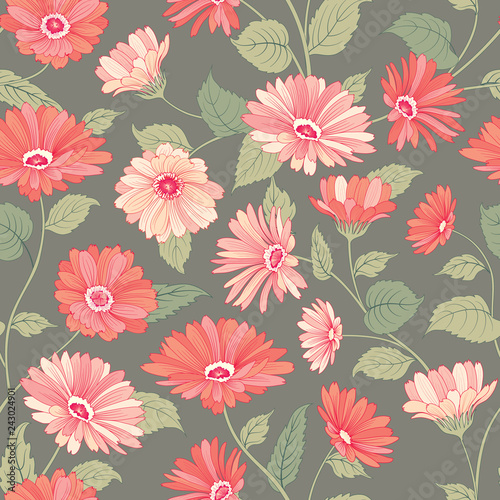 Floral pattern. Flower marigold seamless background.