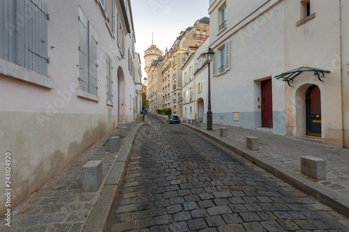 Paris. Famous old streets on the Montmartre hill.