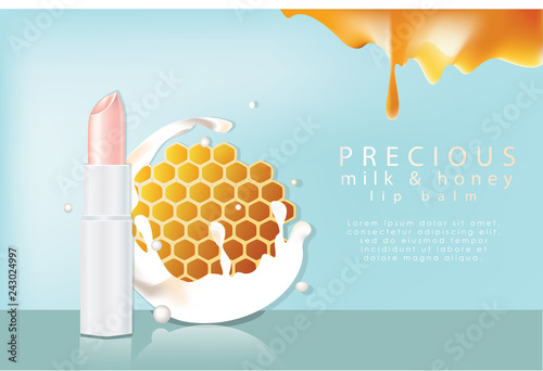 Realistic lip balm with honey promotion template